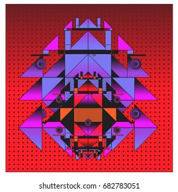 Trendy geometrical kaleidoscope vector illustration with abstract colorful textures. Design for summer holiday poster, card, brochure, and promotion template. Fashion art print and background.