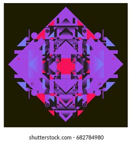Trendy geometrical kaleidoscope vector illustration with abstract colorful textures. Design for summer holiday poster, card, brochure, and promotion template. Fashion art print and background.
