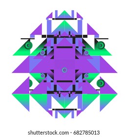 Trendy geometrical kaleidoscope vector illustration with abstract colorful textures. Design for summer holiday poster, card, brochure, and promotion template. Fashion art print and background.