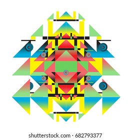 Trendy geometrical kaleidoscope vector illustration with abstract colorful textures. Design for summer holiday poster, card, brochure, and promotion template. Fashion art print and background.