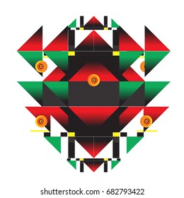 Trendy geometrical kaleidoscope vector illustration with abstract colorful textures. Design for summer holiday poster, card, brochure, and promotion template. Fashion art print and background.