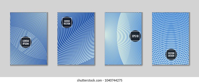 Trendy geometrical lines notebook cover vector. Minimalistic notepad cover surface set. Colorful title page backdrop for student notebook, dairy or notepad.