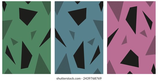 Trendy Geometrical seamless pattern. Geometry shapes background set in modern Swiss brutal style. Vector illustration can used t-shirt print, wallpaper fabric print. EPS 10