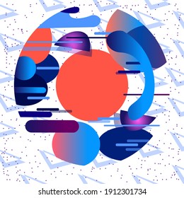 Ilustración vectorial geométrica a la moda con elementos y texturas coloridas abstractas. Diseño para carteles, tarjetas, folletos y plantillas de promoción de vacaciones de verano. Impresión y fondo de arte de moda.