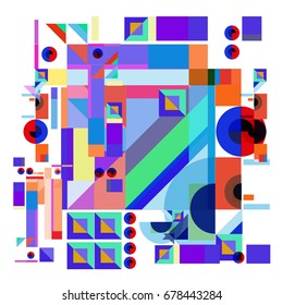 Trendy geometrical vector illustration with elements and abstract colorful textures. Design for summer holiday poster, card, brochure, and promotion template. Fashion art print and background.
