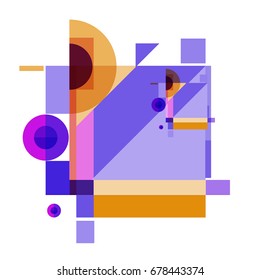 Trendy geometrical vector illustration with elements and abstract colorful textures. Design for summer holiday poster, card, brochure, and promotion template. Fashion art print and background.