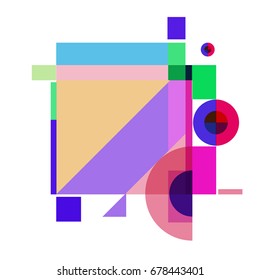 Trendy geometrical vector illustration with elements and abstract colorful textures. Design for summer holiday poster, card, brochure, and promotion template. Fashion art print and background.