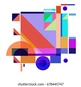 Trendy geometrical vector illustration with elements and abstract colorful textures. Design for summer holiday poster, card, brochure, and promotion template. Fashion art print and background.