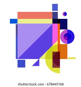 Trendy geometrical vector illustration with elements and abstract colorful textures. Design for summer holiday poster, card, brochure, and promotion template. Fashion art print and background.