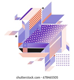 Trendy geometrical vector illustration with elements and abstract colorful textures. Design for summer holiday poster, card, brochure, and promotion template. Fashion art print and background.