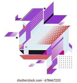 Trendy geometrical vector illustration with elements and abstract colorful textures. Design for summer holiday poster, card, brochure, and promotion template. Fashion art print and background.