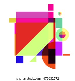 Trendy geometrical vector illustration with elements and abstract colorful textures. Design for summer holiday poster, card, brochure, and promotion template. Fashion art print and background.