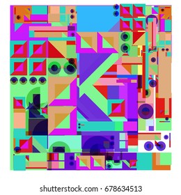 Trendy geometrical vector illustration with elements and abstract colorful textures. Design for summer holiday poster, card, brochure, and promotion template. Fashion art print and background.