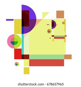 Trendy geometrical vector illustration with elements and abstract colorful textures. Design for summer holiday poster, card, brochure, and promotion template. Fashion art print and background.