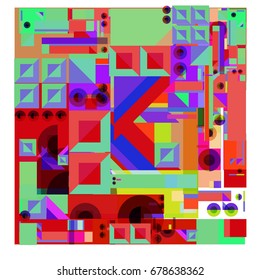 Trendy geometrical vector illustration with elements and abstract colorful textures. Design for summer holiday poster, card, brochure, and promotion template. Fashion art print and background.