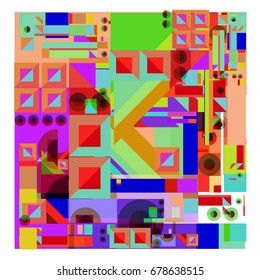 Trendy geometrical vector illustration with elements and abstract colorful textures. Design for summer holiday poster, card, brochure, and promotion template. Fashion art print and background.