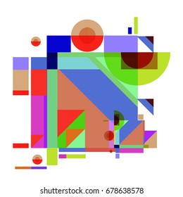 Trendy geometrical vector illustration with elements and abstract colorful textures. Design for summer holiday poster, card, brochure, and promotion template. Fashion art print and background.