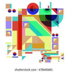Trendy geometrical vector illustration with elements and abstract colorful textures. Design for summer holiday poster, card, brochure, and promotion template. Fashion art print and background.