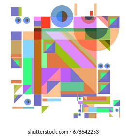 Trendy geometrical vector illustration with elements and abstract colorful textures. Design for summer holiday poster, card, brochure, and promotion template. Fashion art print and background.