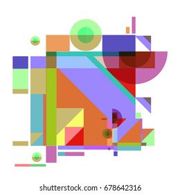 Trendy geometrical vector illustration with elements and abstract colorful textures. Design for summer holiday poster, card, brochure, and promotion template. Fashion art print and background.