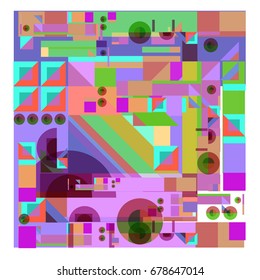 Trendy geometrical vector illustration with elements and abstract colorful textures. Design for summer holiday poster, card, brochure, and promotion template. Fashion art print and background.