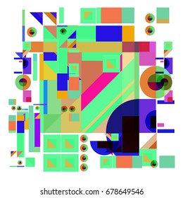 Trendy geometrical vector illustration with elements and abstract colorful textures. Design for summer holiday poster, card, brochure, and promotion template. Fashion art print and background.