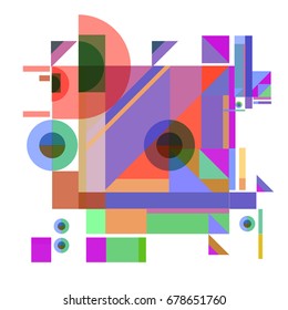 Trendy geometrical vector illustration with elements and abstract colorful textures. Design for summer holiday poster, card, brochure, and promotion template. Fashion art print and background.