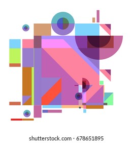 Trendy geometrical vector illustration with elements and abstract colorful textures. Design for summer holiday poster, card, brochure, and promotion template. Fashion art print and background.