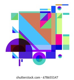 Trendy geometrical vector illustration with elements and abstract colorful textures. Design for summer holiday poster, card, brochure, and promotion template. Fashion art print and background.