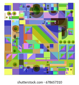 Trendy geometrical vector illustration with elements and abstract colorful textures. Design for summer holiday poster, card, brochure, and promotion template. Fashion art print and background.