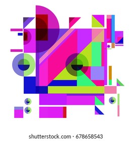 Trendy geometrical vector illustration with elements and abstract colorful textures. Design for summer holiday poster, card, brochure, and promotion template. Fashion art print and background.