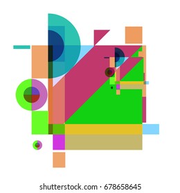 Trendy geometrical vector illustration with elements and abstract colorful textures. Design for summer holiday poster, card, brochure, and promotion template. Fashion art print and background.