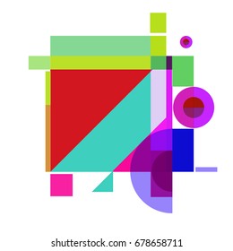Trendy geometrical vector illustration with elements and abstract colorful textures. Design for summer holiday poster, card, brochure, and promotion template. Fashion art print and background.