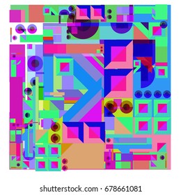 Trendy geometrical vector illustration with elements and abstract colorful textures. Design for summer holiday poster, card, brochure, and promotion template. Fashion art print and background.