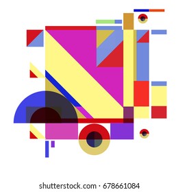 Trendy geometrical vector illustration with elements and abstract colorful textures. Design for summer holiday poster, card, brochure, and promotion template. Fashion art print and background.