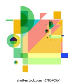 Trendy geometrical vector illustration with elements and abstract colorful textures. Design for summer holiday poster, card, brochure, and promotion template. Fashion art print and background.