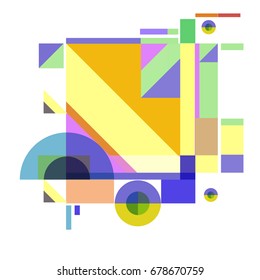Trendy geometrical vector illustration with elements and abstract colorful textures. Design for summer holiday poster, card, brochure, and promotion template. Fashion art print and background.