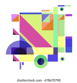 Trendy geometrical vector illustration with elements and abstract colorful textures. Design for summer holiday poster, card, brochure, and promotion template. Fashion art print and background.