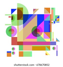 Trendy geometrical vector illustration with elements and abstract colorful textures. Design for summer holiday poster, card, brochure, and promotion template. Fashion art print and background.