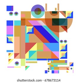 Trendy geometrical vector illustration with elements and abstract colorful textures. Design for summer holiday poster, card, brochure, and promotion template. Fashion art print and background.