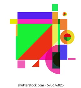 Trendy geometrical vector illustration with elements and abstract colorful textures. Design for summer holiday poster, card, brochure, and promotion template. Fashion art print and background.