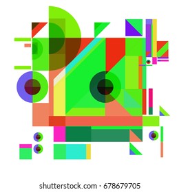 Trendy geometrical vector illustration with elements and abstract colorful textures. Design for summer holiday poster, card, brochure, and promotion template. Fashion art print and background.