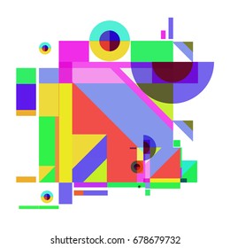Trendy geometrical vector illustration with elements and abstract colorful textures. Design for summer holiday poster, card, brochure, and promotion template. Fashion art print and background.