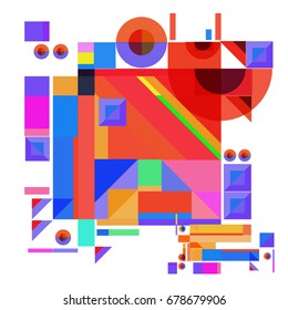 Trendy geometrical vector illustration with elements and abstract colorful textures. Design for summer holiday poster, card, brochure, and promotion template. Fashion art print and background.