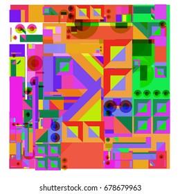 Trendy geometrical vector illustration with elements and abstract colorful textures. Design for summer holiday poster, card, brochure, and promotion template. Fashion art print and background.