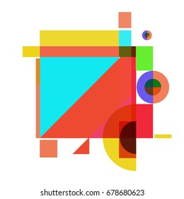 Trendy geometrical vector illustration with elements and abstract colorful textures. Design for summer holiday poster, card, brochure, and promotion template. Fashion art print and background.