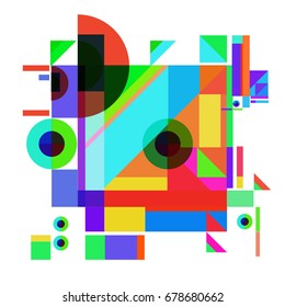 Trendy geometrical vector illustration with elements and abstract colorful textures. Design for summer holiday poster, card, brochure, and promotion template. Fashion art print and background.