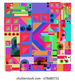 Trendy geometrical vector illustration with elements and abstract colorful textures. Design for summer holiday poster, card, brochure, and promotion template. Fashion art print and background.