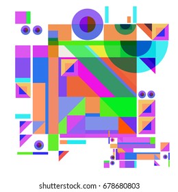 Trendy geometrical vector illustration with elements and abstract colorful textures. Design for summer holiday poster, card, brochure, and promotion template. Fashion art print and background.