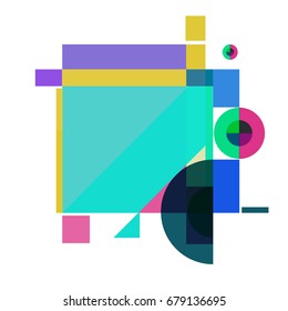Trendy geometrical vector illustration with elements and abstract colorful textures. Design for summer holiday poster, card, brochure, and promotion template. Fashion art print and background.